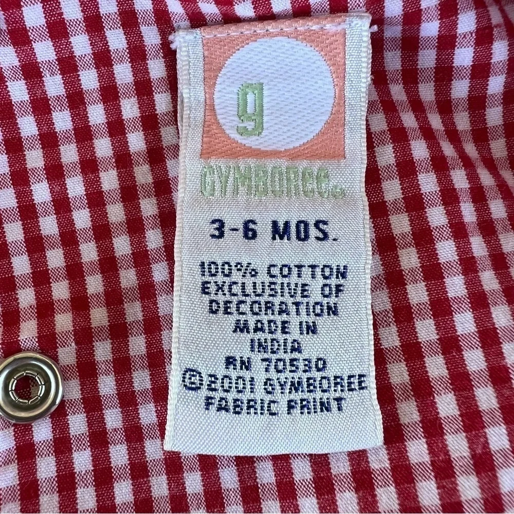 Vintage Gymboree Red Gingham Girl Sweetheart Bubble Romper Sleeveless 3-6 Mos